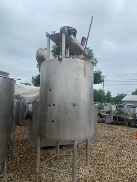 350 Gallon Stainless Steel Jacketed Mix Tank, FV Internal, 125 psi Jacket