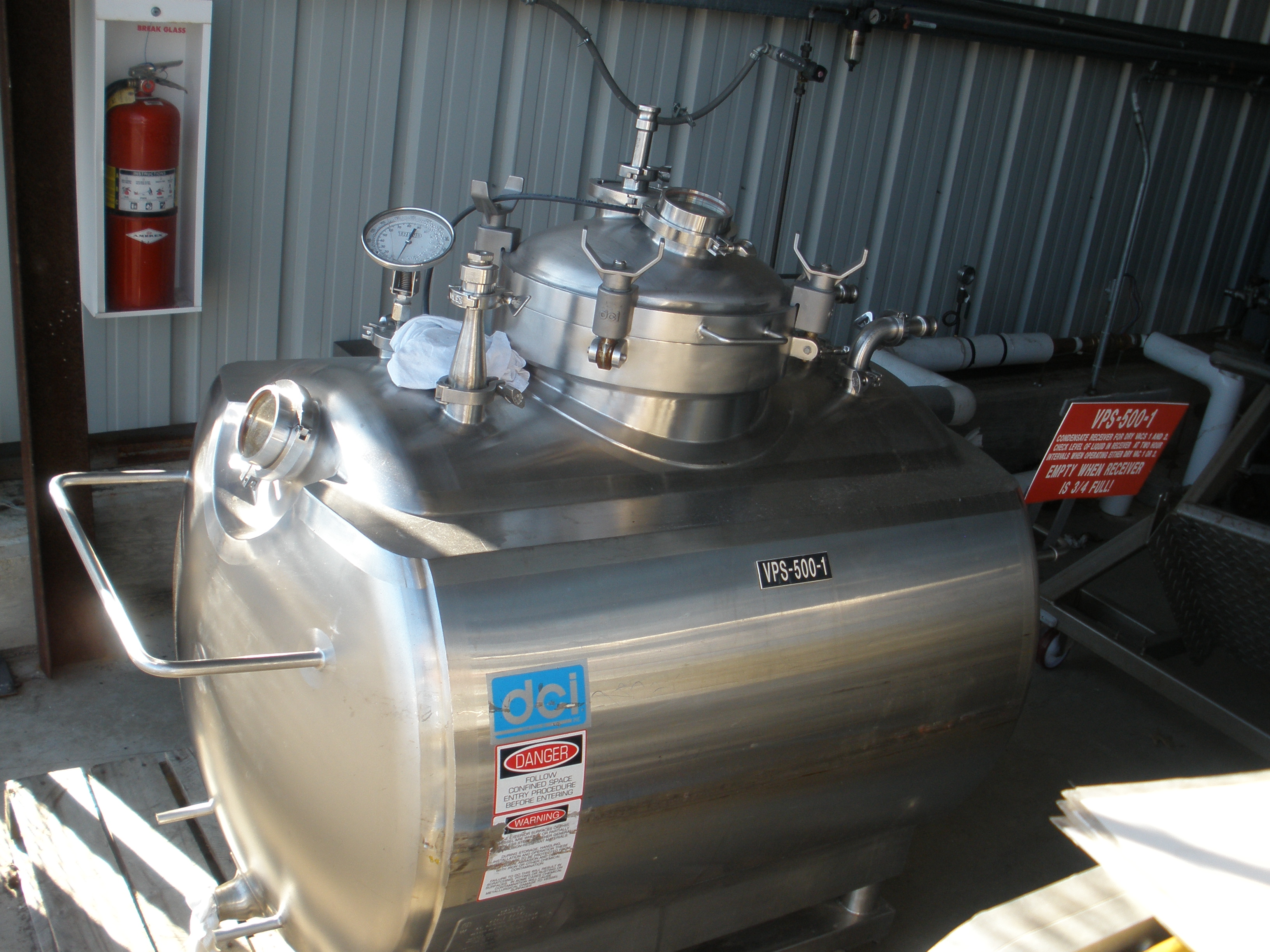 125 Gallon Stainless Steel Horizontal Jacketed Pressure Vessel