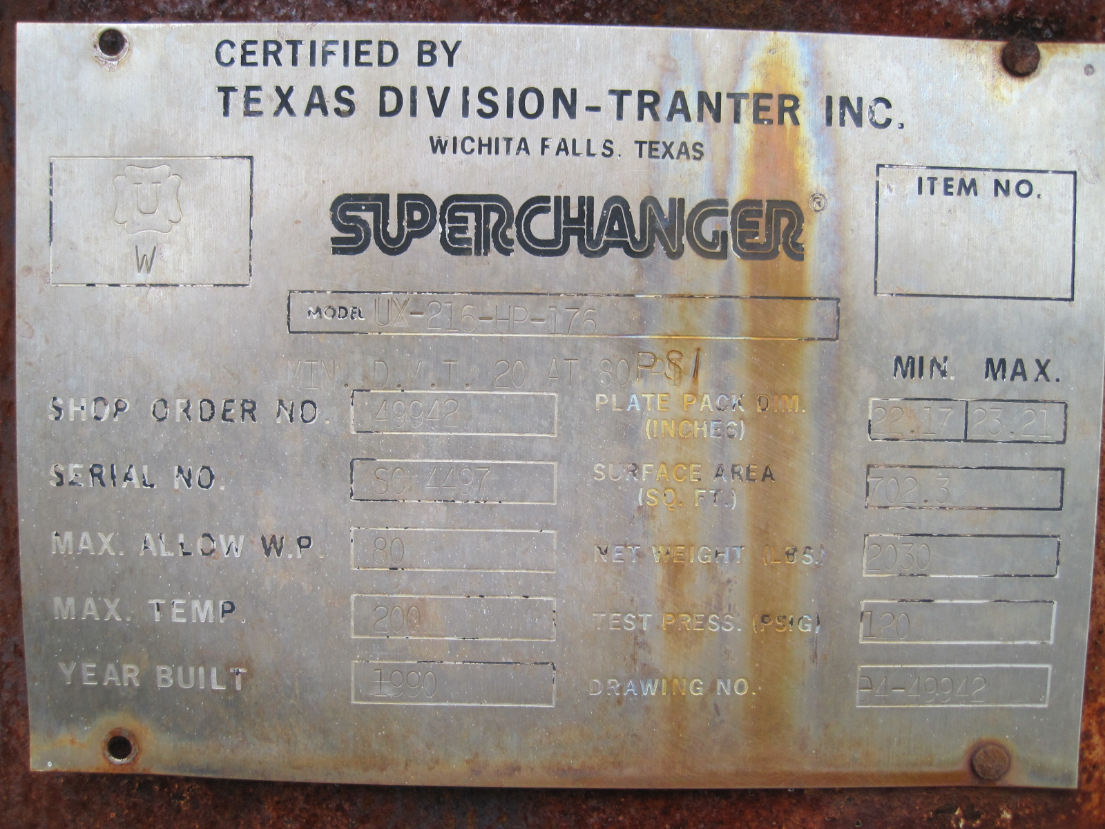 700 Sq. Ft. Superchanger Titanium Plate Heat Exchanger