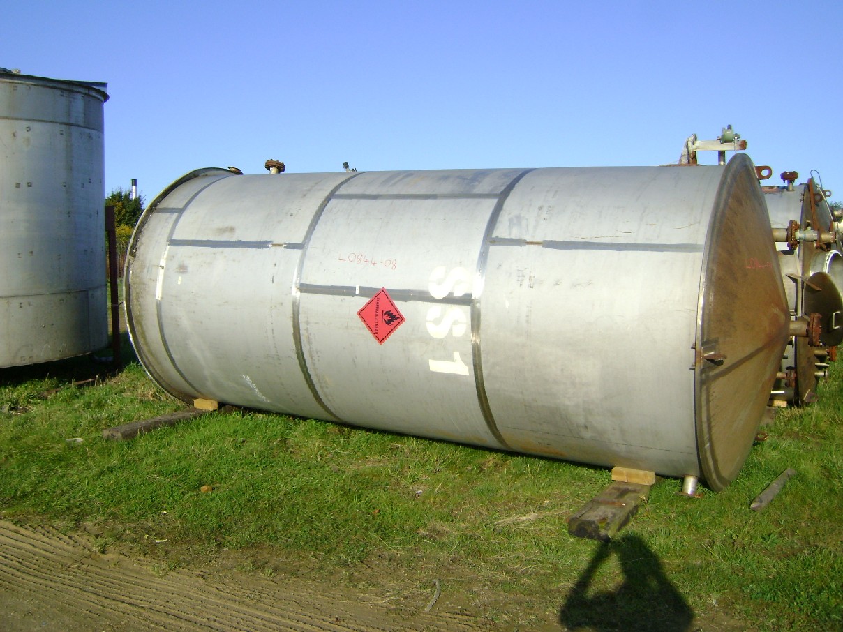 18,000 Litre 316 Stainless Steel Vertical Storage Tank, 2100mm Dia x 5000mm Straight Side