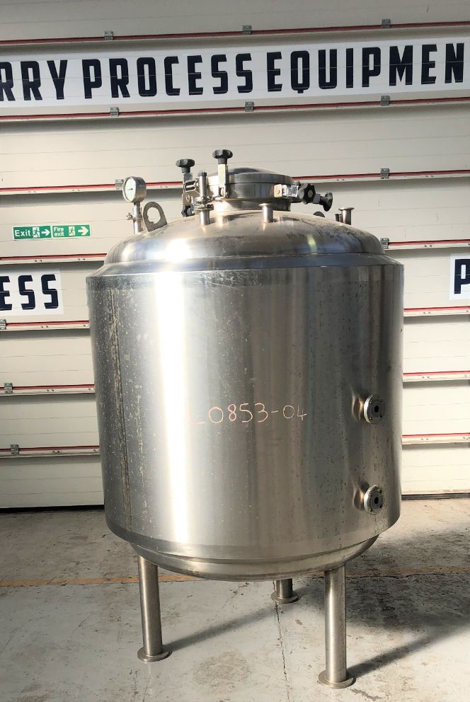 1,500 Litre Stainless Steel Vertical Jacketed Tank, 1200mm Dia x 1100mm Straight Side