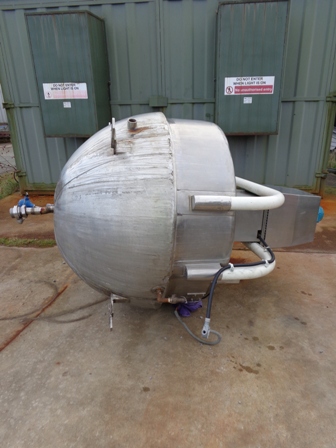 1,200 Litre 316L Stainless Steel Jacketed Mixing Vessel, 1200mm Dia x 800mm Straight Side