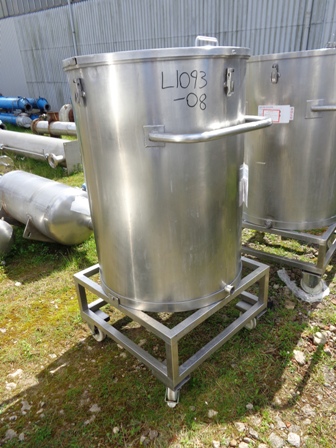 465 Litre Stainless Steel Vertical Storage Vessel, 1000mm Dia x 770mm Straight Side
