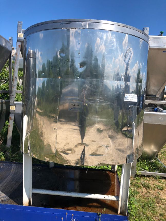 1,500 Litre Stainless Steel Vertical Tank, 1300mm Dia x 1100mm Straight Side