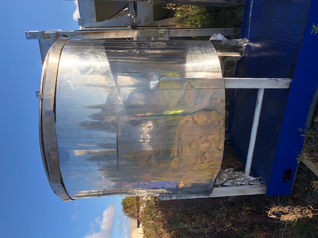 2,200 Litre Stainless Steel Vertical Tank, 1500mm Dia x 1200mm Straight Side