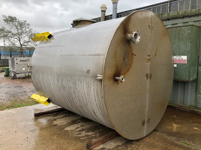 15,000 Litre 304 Stainless Steel Vertical Tank, 2500mm Dia x 3000mm Straight Side