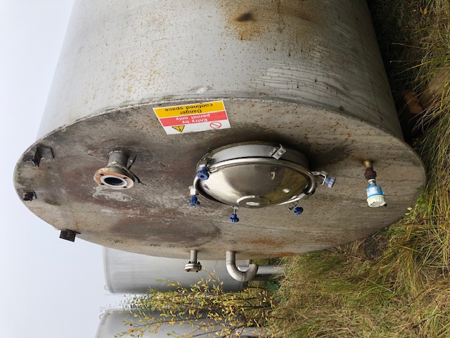 15,000 Litre 304 Stainless Steel Vertical Tank, 2500mm Dia x 3000mm Straight Side
