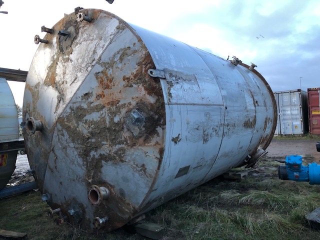 45,000 Litre 304 Stainless Steel Vertical Storage Vessel, 3400mm Dia x 5200mm Straight Side
