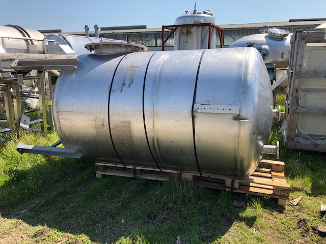 4,250 Litre 316L Stainless Steel Storage Vessel, 1600mm Dia x 2100mm Straight Side