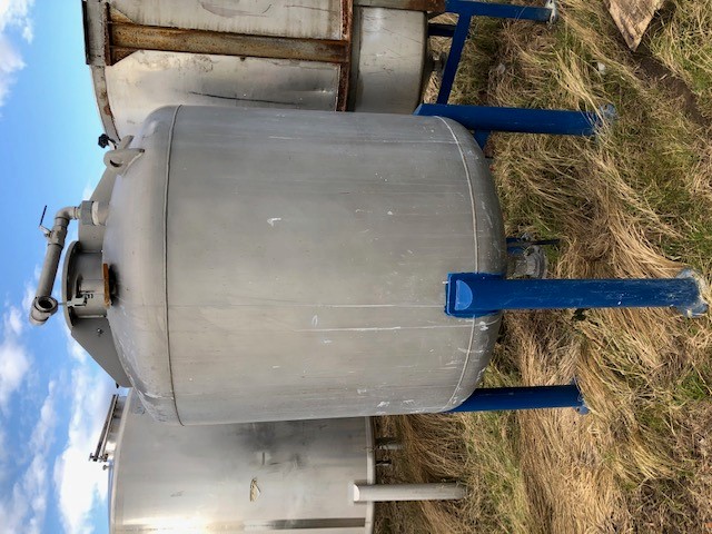 1,400 Litre Vertical Stainless Steel Tank, 1400mm Dia x 1100mm Straight Side