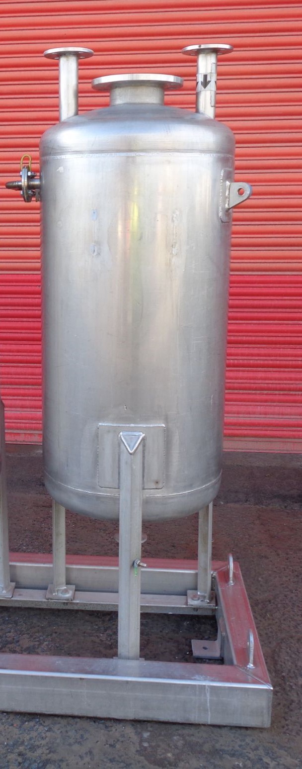 200 Litre Mcmillan Stainless Steel Vertical Storage Vessel, 600mm Dia x 1000mm Straight Side