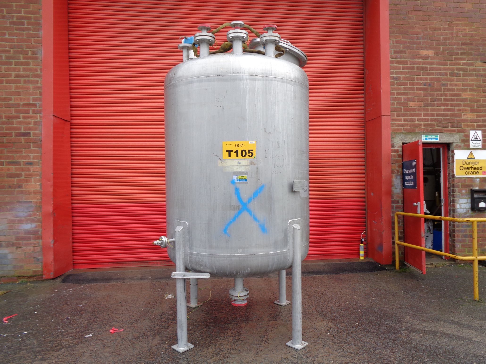 3,000 Litre Forfab Stainless Steel Vertical Storage Vessel, 1500mm Dia x 1550mm Straight Side