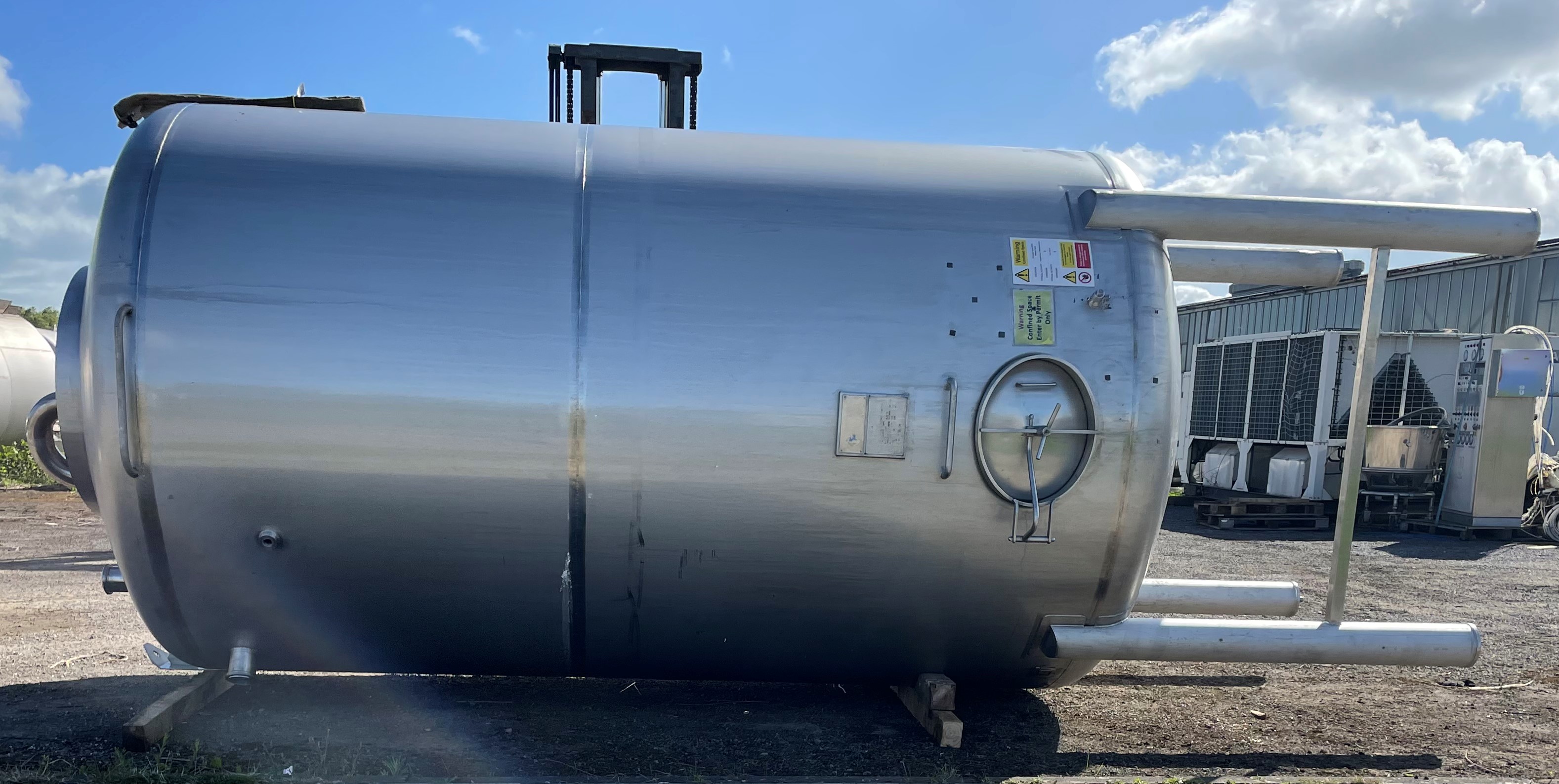 15,000 Litre Stainless Steel Vertical Storage Vessel 2200mm Dia x 3500mm Straight Side