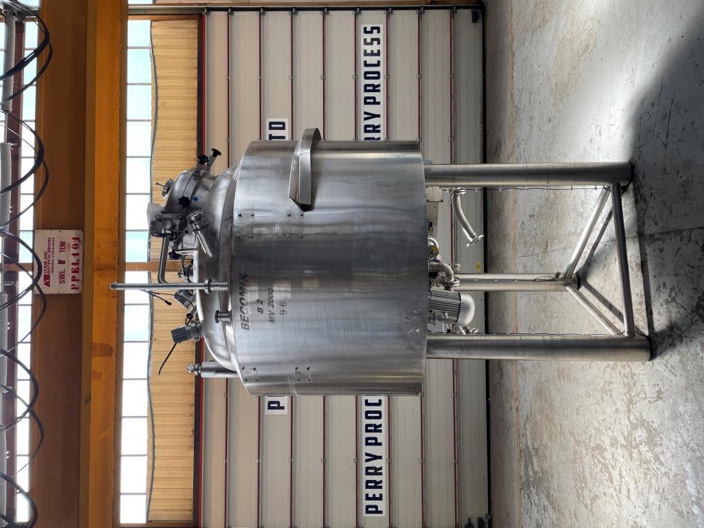 2,000 Litre Becomix Type MV-2000 Stainless Steel Pre-Mix Vacuum Processing Vessel