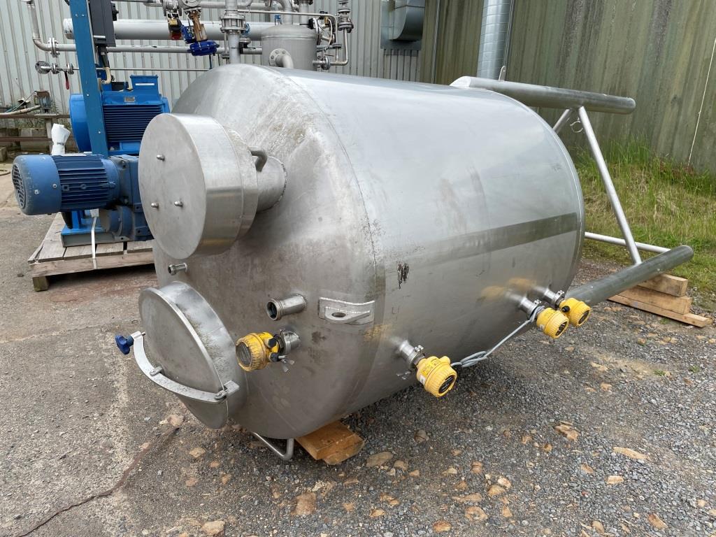 1,500 Litre Stainless Steel Vertical Mixing Vessel, 12000mm Dia x 1250mm Straight Side