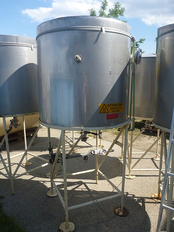 850 Liters Stainless Steel Storage Tank 1100mm Dia x 900mm Straight Side
