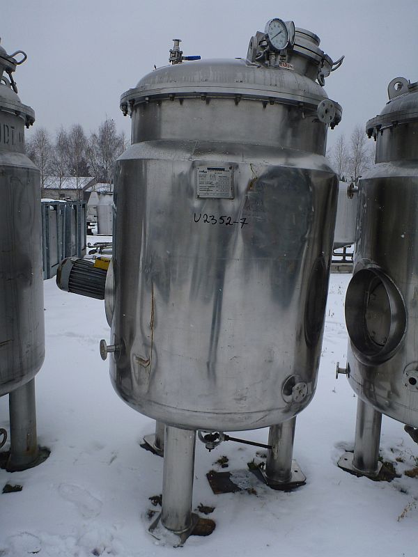 1240 l Vertical Stainless Steel Jacketed Reactor Meilibex A. Meili S.A. With Side Wall Agitator