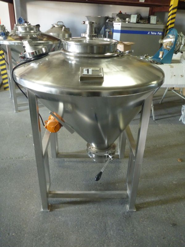 Used Conical Stainless Steel Transport Bin By Valorel Volume 300 l