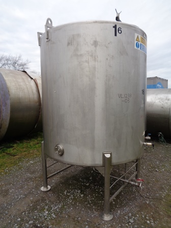 4,500 Litre Giusti 316 Stainless Steel Vertical Mixing Vessel, 1800mm Dia x 1800mm Straight Side