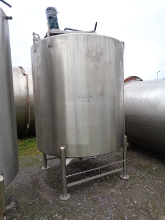 4,500 Litre Giusti 316 Stainless Steel Vertical Mixing Vessel, 1800mm Dia x 1800mm Straight Side